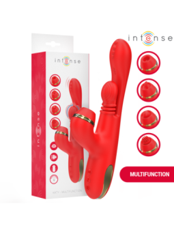 INTENSE - STIMULATEUR DE CLITORIS MULTIFONCTION KATY 4 TÊTES INTERCHANGEABLES ROUGE