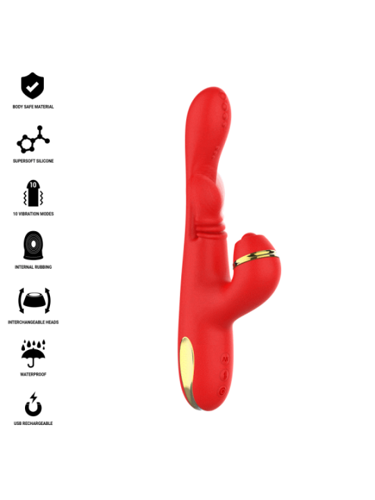 INTENSE - STIMULATEUR DE CLITORIS MULTIFONCTION KATY 4 TÊTES INTERCHANGEABLES ROUGE