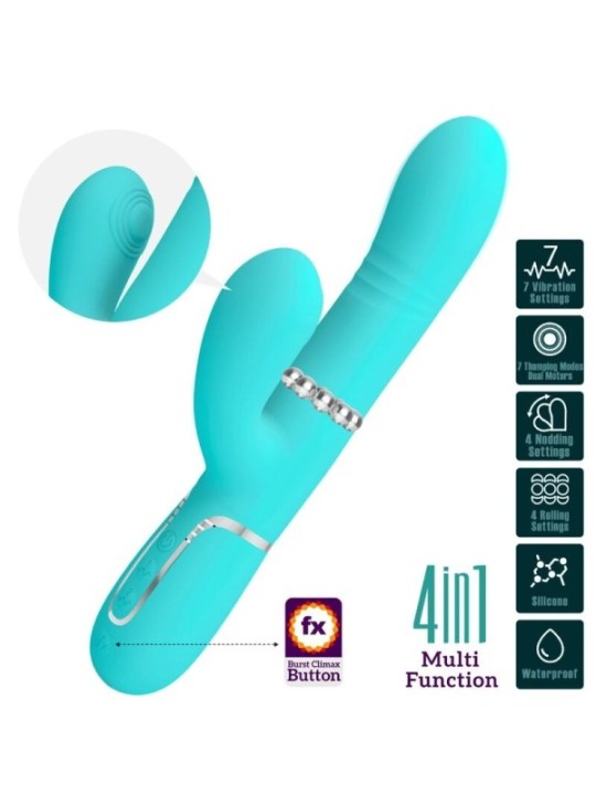 PRETTY LOVE - VIBRATEUR MULTIFONCTION G-SPOT VERT AQUA