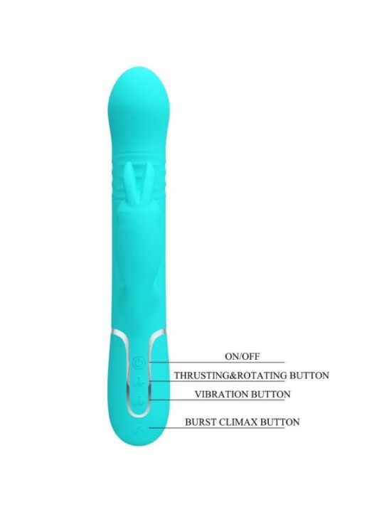 PRETTY LOVE - VIBRATEUR COALE RABBIT PERLES VERT AQUA
